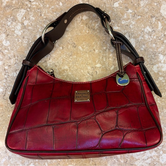 Dooney & Bourke Luna Red Croc Hobo Shoulder Bag Excellent Preowned Gorgeous - Picture 2 of 16
